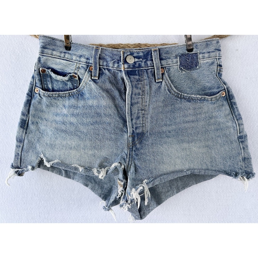 Levi's 501 Denim Jean Shorts Cut Off Festival Womens 28 Blue Excellent